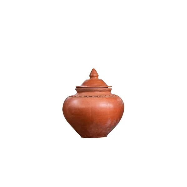 Vasetto di terracotta in Thailandia su sfondo bianco . — Foto Stock