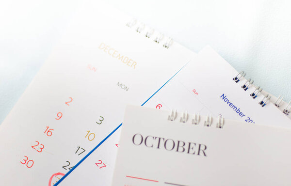 October ,November,December calendar  planning concept.