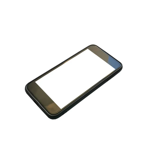 Černý chytrý telefon na bílém povrchu. — Stock fotografie