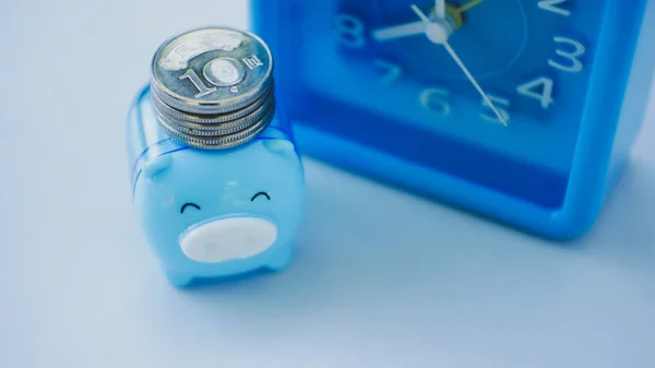 Porco azul e relógio azul . — Fotografia de Stock