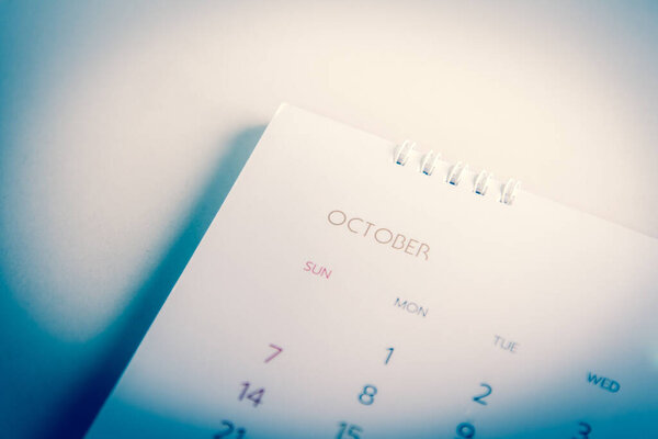Blurred blue calendar in planning concept.