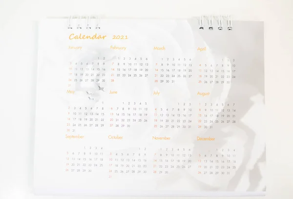 Calendário Desfocado Planejamento Tom Branco 2021 Conceito — Fotografia de Stock