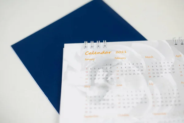 Calendrier Flou Dans Planification Ton Blanc 2021 Concept — Photo