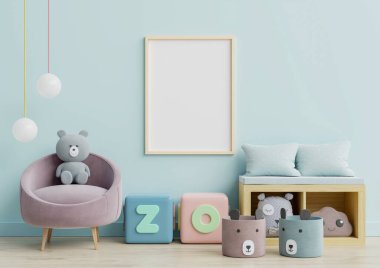 Çocuk odasında poster çerçevesi, çocuk odası, kreş modeli, 3 boyutlu tasarım.