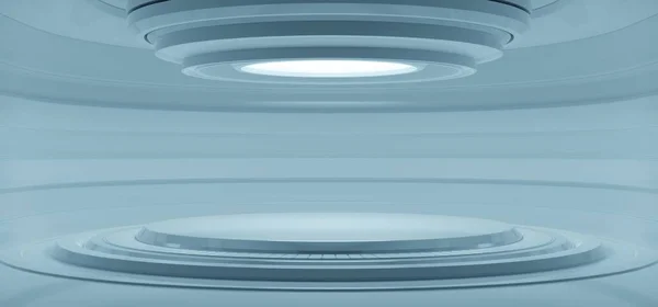 Empty light white studio room futuristic Sci Fi big hall room with