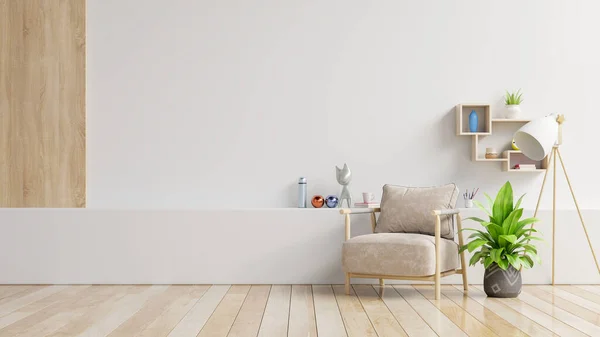 Der Innenraum Hat Einen Sessel Auf Leerem Weißen Wandhintergrund Rendering — Stockfoto