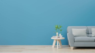 Klasik mavi renk eğilimi için oturma odası & lüks iç duvar 20.3d görüntüleme