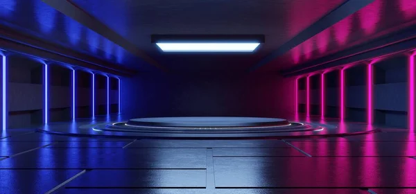 Abstrakte Blaue Und Rosa Neonlichtformen Auf Schwarzem Hintergrund Zum Platzieren — Stockfoto
