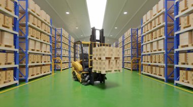 AGV Forklift Trucks-Transport Depo 'da Güvenlik, 3D görüntüleme