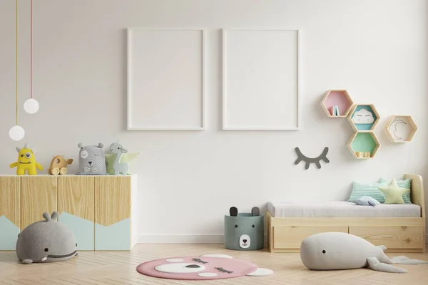 Çocuk odasında poster çerçevesi, çocuk odası, kreş modeli, 3 boyutlu tasarım.