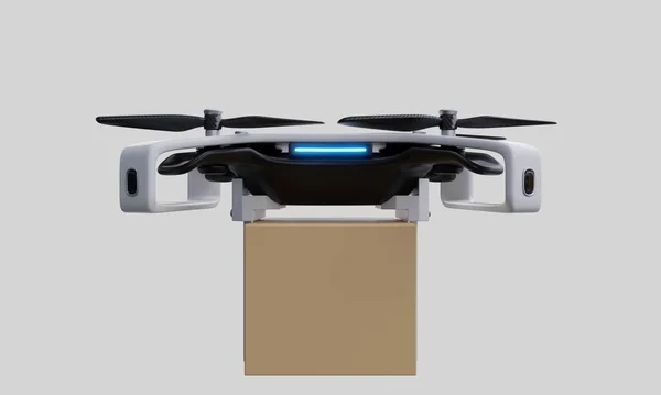 Entrega Drones Sobre Fondo Blanco Renderizado — Foto de Stock