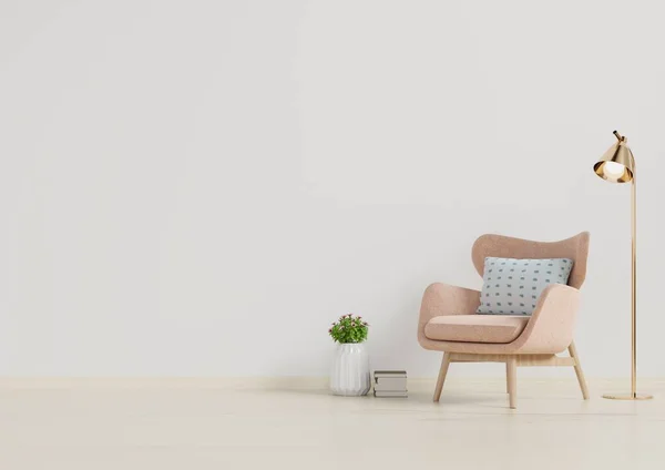 Interior Tiene Sillón Sobre Fondo Pared Blanco Vacío Representación —  Fotos de Stock