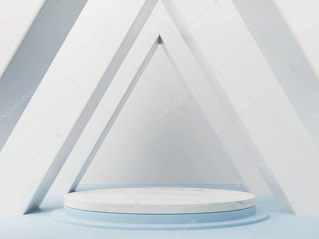 Podium abstract composition with blue background,3d rendering