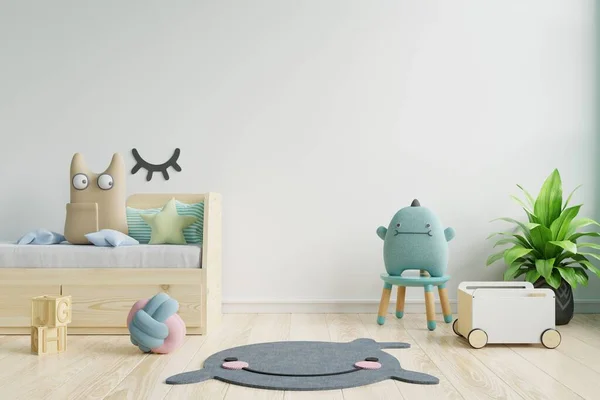 Mock Posters Kinderkamer Interieur Posters Lege Witte Muur Achtergrond Rendering — Stockfoto