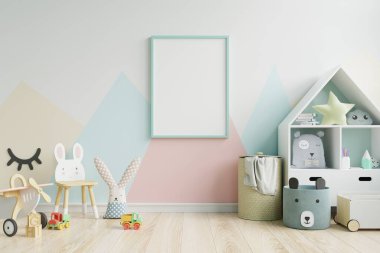 Çocuk odası, çocuk odası, çocuk odası, çocuk odası, pastel renkler, arka plan 3D