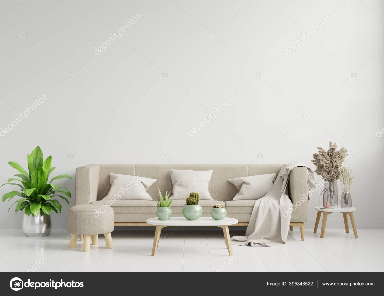 Bright Cozy Modern Living Room Interior Have Sofa Lamp White Stock Photo by  ©vanitjan 395348522