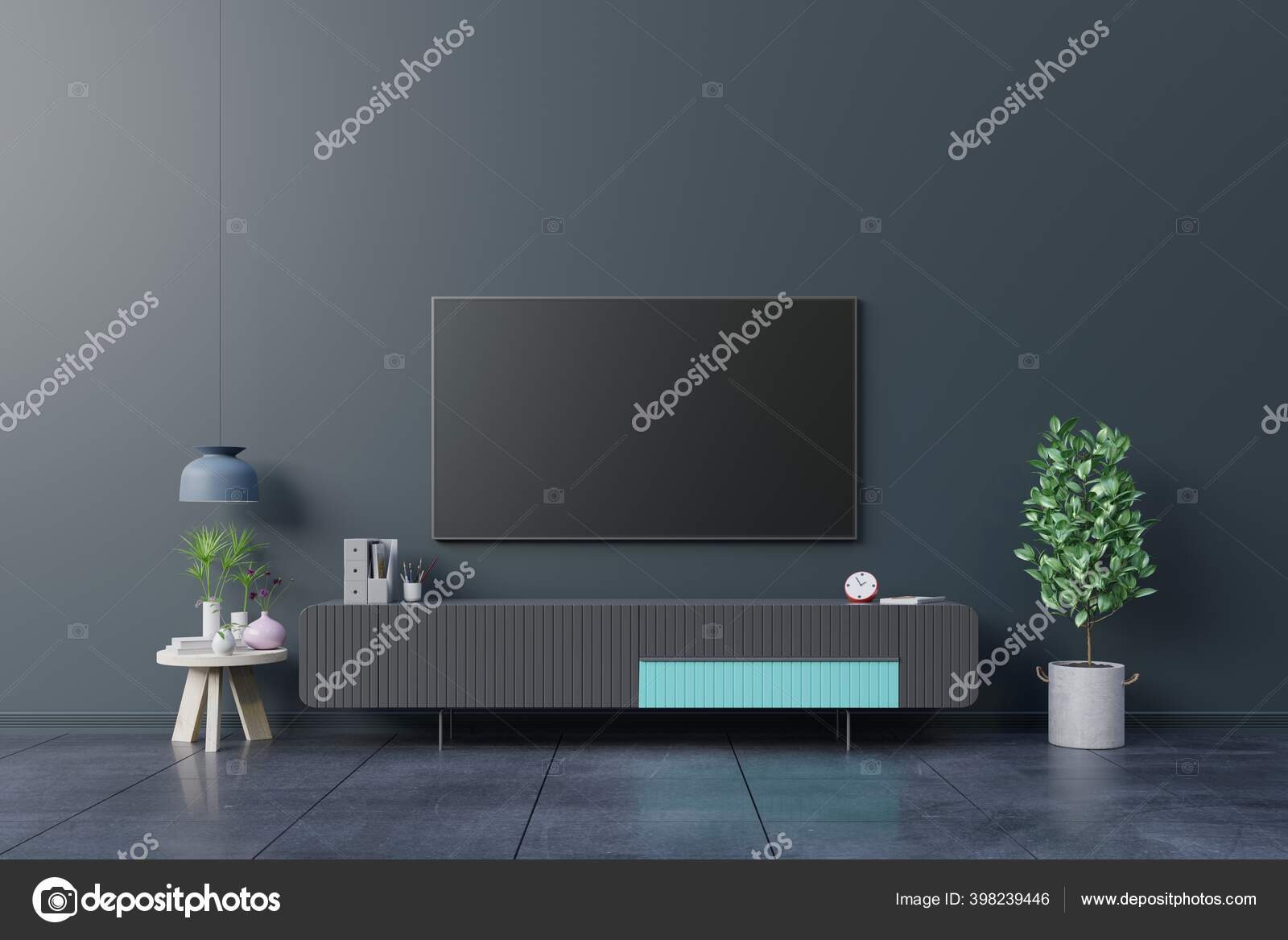 Led Dark Wall Living Room Minimal Design Rendering Stock Photo by ©vanitjan  398239446