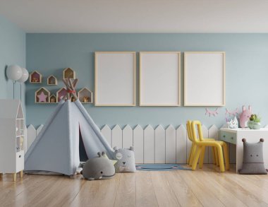 Çocuk odası / Model poster çerçevesi çocuk odasında, 3 boyutlu.