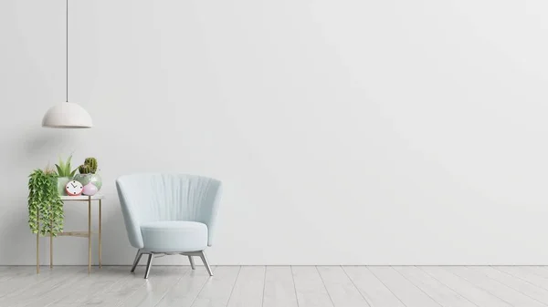 Der Innenraum Hat Einen Sessel Auf Leerem Weißen Wandhintergrund Rendering — Stockfoto