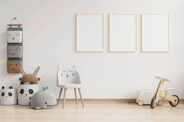 İç modelleme odası, çocuk odası, duvar çerçevesi mockup.3d.