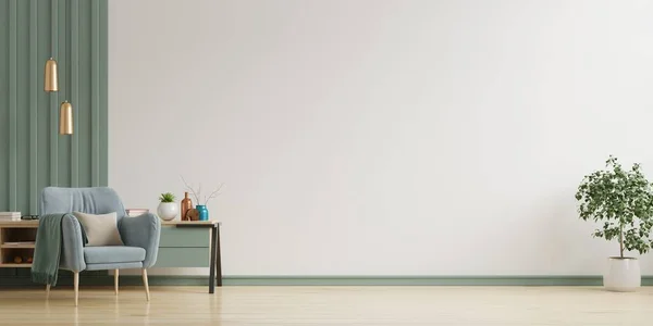 Interior Tiene Sillón Sobre Fondo Pared Blanco Vacío Representación — Foto de Stock