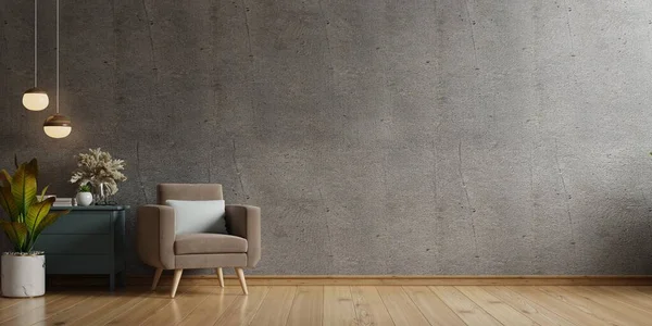 Oda 3D 'de koltuk ve aksesuarlı çatı katı tarzı ev.