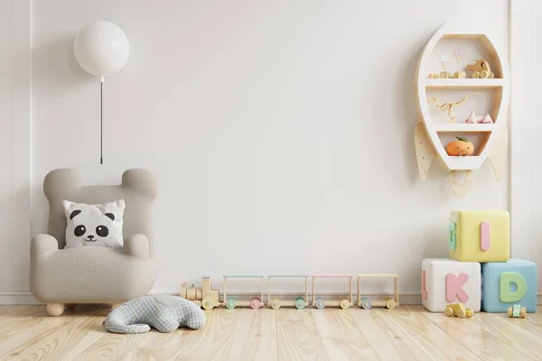 Mockup Wall Children Room Wall White Colors Background Rendering — Stock Photo, Image