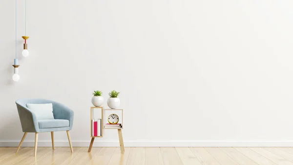 Weiße Wand Mit Sessel Wohnzimmer Rendering — Stockfoto
