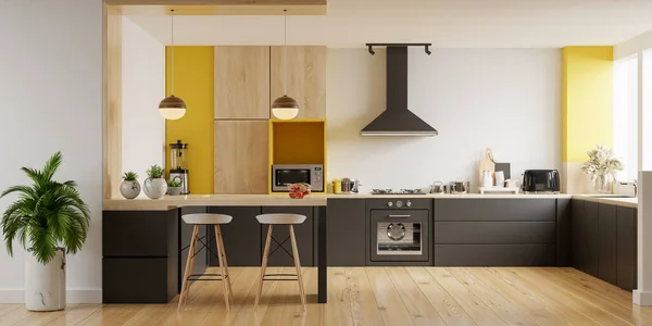 Moderno Interno Della Cucina Con Mobile Elegante Interno Della Cucina — Foto Stock