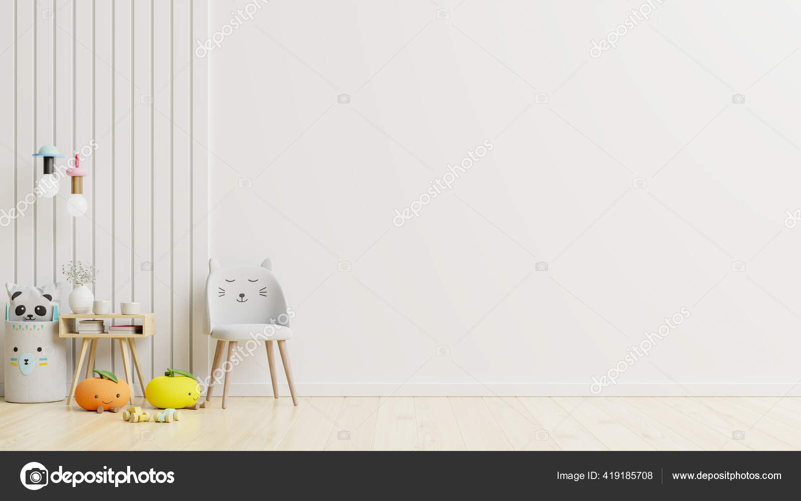 Mockup Wall Children's Room Wall White Colors Background Rendering Stock  Photo by ©vanitjan 419185708