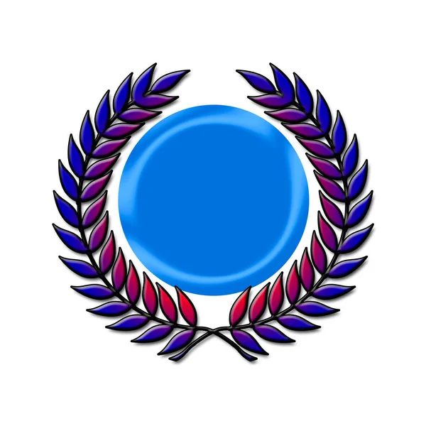 Laurel Prêmio Grinalda Com Centro Azul Para Inscrição — Fotografia de Stock