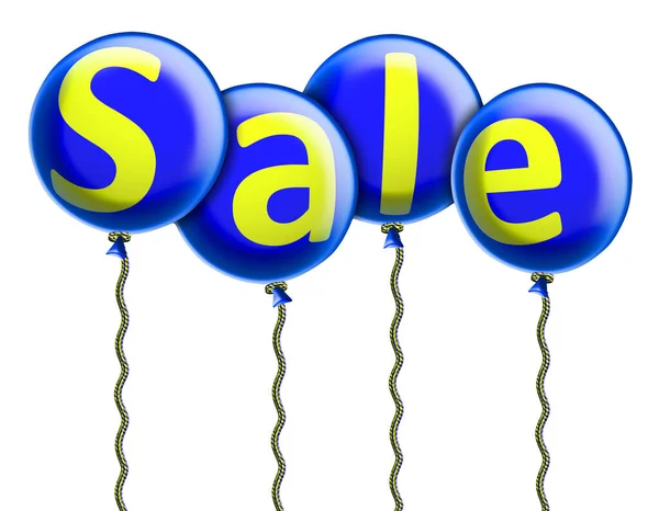 Sign Sale Made Four Balloons Ribbons White Background — Stock Photo, Image