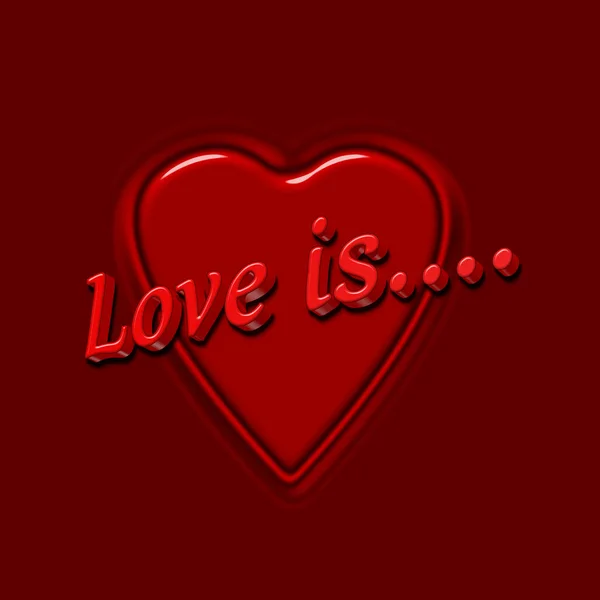 愛という記号は 愛が何であるかの声明を必要とする 赤いハートに重ね合わされています — ストック写真