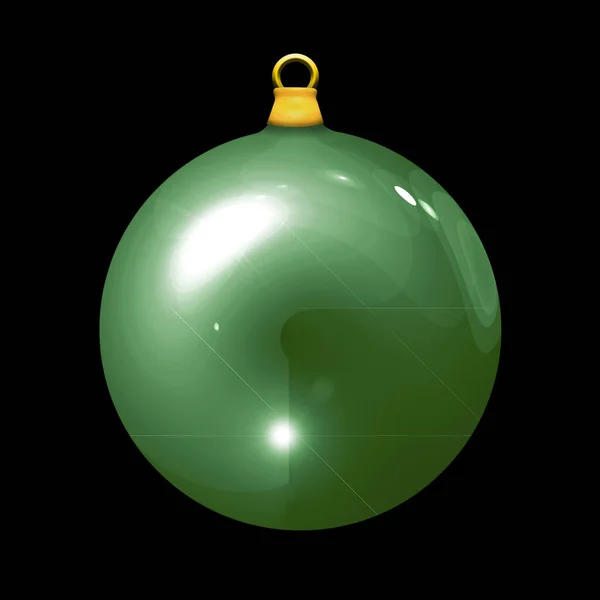 Une Boule Verte Translucide Brillante Pour Arbre Noël Isolé Sur — Photo