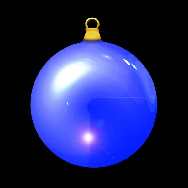 Eine Blaue Dreidimensionale Transluzente Glänzende Christbaumkugel Für Den Weihnachtsbaum Isoliert — Stockfoto