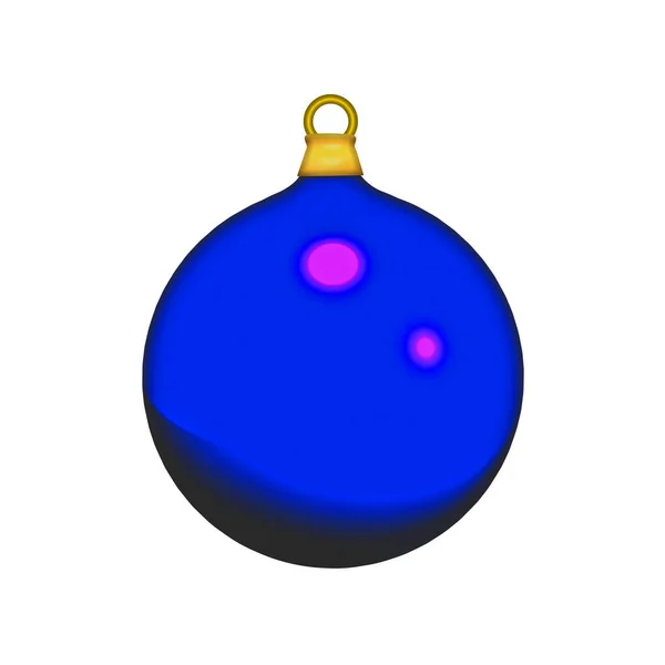 Una Bola Azul Brillante Para Árbol Navidad Aislado Sobre Fondo — Foto de Stock