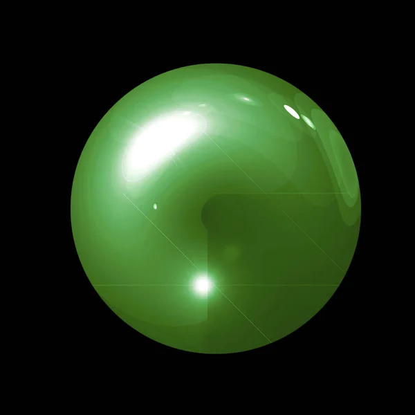 Decorativo Translúcido Esfera Cristal Gossy Verde Isolado Fundo Preto — Fotografia de Stock