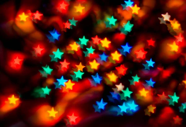 Ohnivé Pestrobarevné Hvězdné Bokeh Design Pro Použití Jako Party Pozadí — Stock fotografie