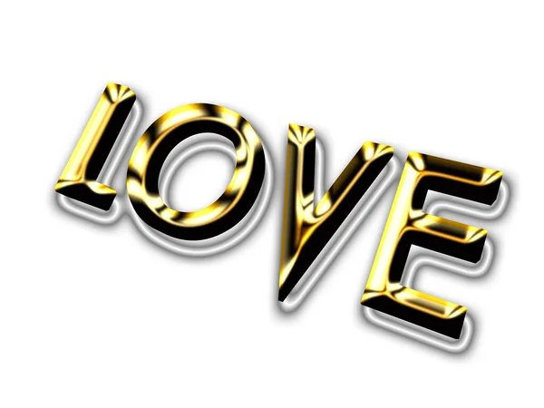 Tha Palavra Amor Escrito Dourado Texto Isolado Branco — Fotografia de Stock