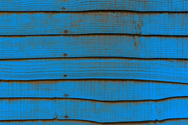 Blue Grunge Wooden Fence Closeup Horizontal Overlapped Panels — Stock Photo, Image