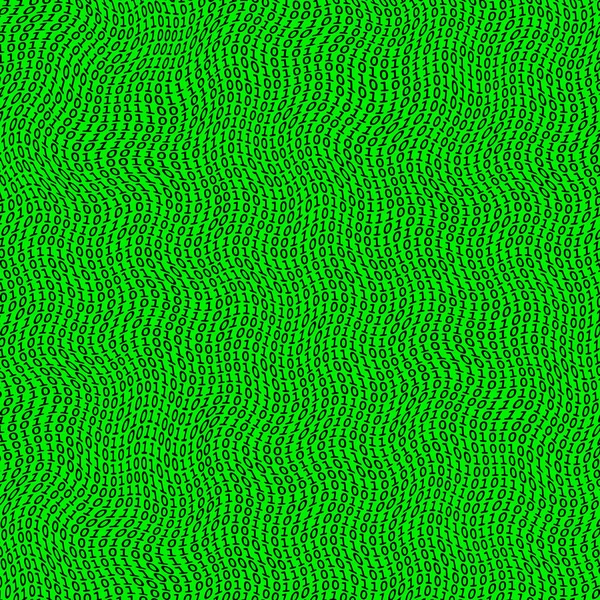 Código Binário Ondulado Com Caracteres Pretos Verde — Fotografia de Stock