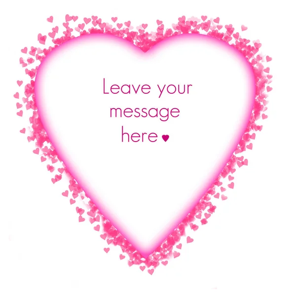 Küçük Pembe Kalplerle Dolu Beyaz Bir Kalp Sevdiğine Bir Mesaj — Stok fotoğraf