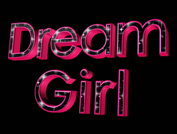 Dream Girl Deep Pink Starry Night Текст Ізольований Чорному — стокове фото