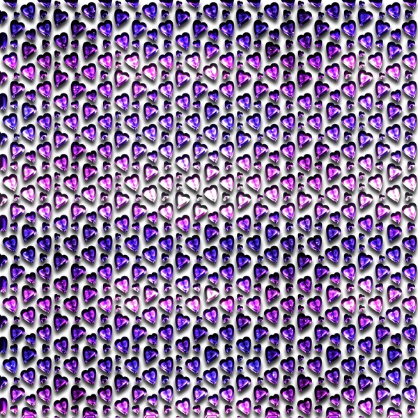 Шаблон Нескольких Кристально Розовых Фиолетовых Сердец Против Белого Использования Качестве — стоковое фото