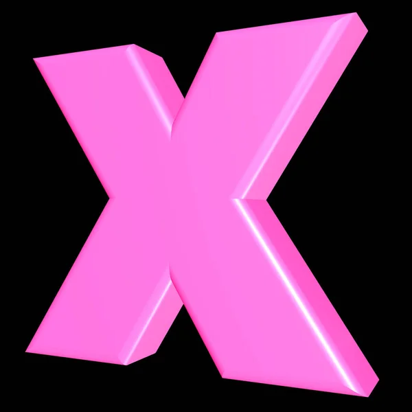 粉色3D文字中的一个吻的X符号 用黑色隔开 — 图库照片