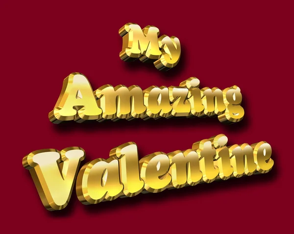 Amazing Valentine Message Gold Text Isoliert Auf Rot — Stockfoto