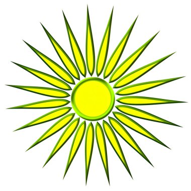 Tasarım elementi olarak kullanmak için sarı ve yeşil bir güneş tasarımı