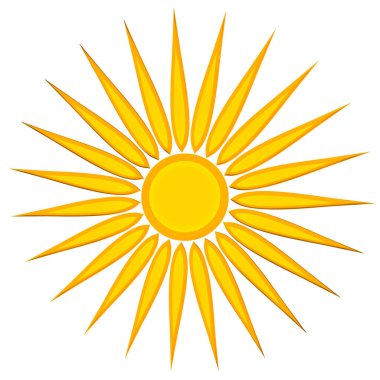 Altın ve sarı bir güneş tasarımı tasarım elementi olarak kullanılır.