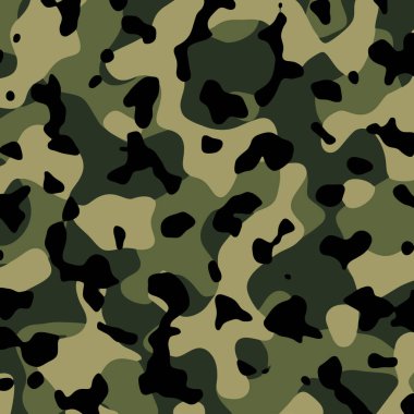Arka plan olarak kullanılmak üzere bej, yeşil ve siyah renkte çok amaçlı bir kamuflaj deseni.