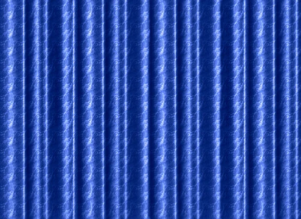 Een Geplooid Diep Blauw Zijden Gordijn Met Lacy Rose Design — Stockfoto